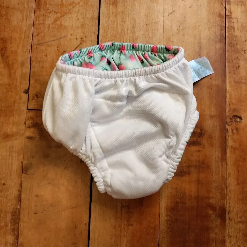 Green Sprouts swim diaper reusable 24 mos strawberry green pink beach swim